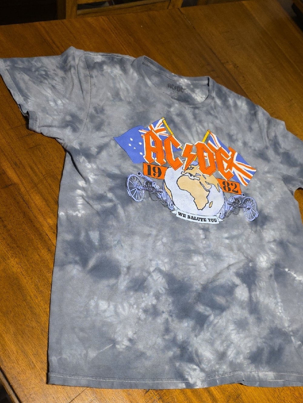 AC/DC 1982 "We Salute You" Tie-Dye Tee Sz L - Picture 9 of 11